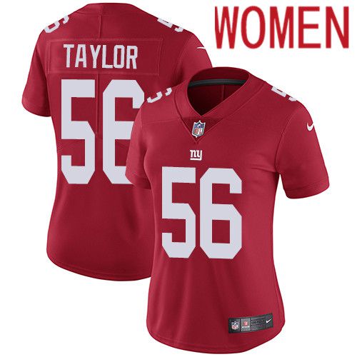 Women New York Giants #56 Lawrence Taylor Nike Red Vapor Limited NFL Jersey->women nfl jersey->Women Jersey